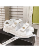 Chanel Stone Embossed Strap Sandals G35927 Chalk White 2022 