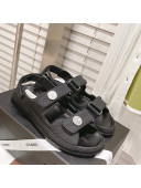 Chanel Stone Embossed Strap Sandals G35927 Black 2022 