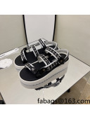Chanel Leather Chain Sandals G33800 Black/White 2022 02
