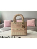 Dior Medium Lady D-Lite Bag in Pink Houndstooth Embroidery 2021 120214