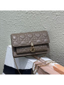 Dior Lady Dior Chain Pouch in Cannage Lambskin Warm Taupe 2022 M68H