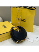 Fendi Nano Fendigraphy Leather Mini Hobo Bag Charm Black 2022 80056S