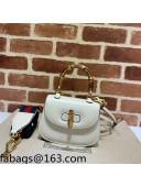 Gucci Leather Mini Top Handle Bag with Bamboo 686864 White 2022