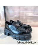 Prada Monolith Patent Leather Pointed Loafers Black 2021