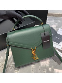 Saint Laurent Cassandra Top Handle Medium Bag in Grained Calfskin Leather 578000 Green 2020