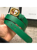 Gucci Calfskin Belt 30mm with GG Buckle Green/Gold 2020
