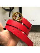Gucci Calfskin Belt 30mm with GG Buckle Red/Gold 2020