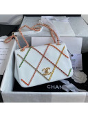 Chanel Quilted Lambskin Medium Flap Bag with Entwined Chain AS2383 White 2021