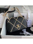 Chanel Quilted Lambskin Small Flap Bag with Entwined Chain AS2382 Black 2021