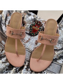 Gucci Horsebit Patent Leather Flat Thong Sandal Pink 2019