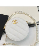 Chanel Calfskin Round Clutch Bag with Chain AP2191 White 2021