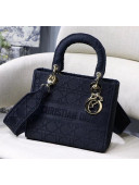 Dior Medium Lady D-Lite Embroidered Cannage Bag Black 020