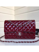 Chanel Patent Calfskin Medium Classic Flap Bag A1112 Burgundy（Silver Hardware）