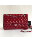 Chanel Patent Calfskin Medium Classic Flap Bag A1112 Red（Silver Hardware）