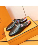 Hermes Oz Mule in Smooth Calfskin with Iconic Kelly Buckle Black 02 2022(Handmade)