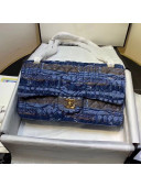 Chanel Tweed Medium Flap Bag Blue/Gray 2019
