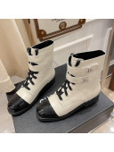 Chanel Calfskin Ankle Boots with CC Strap White 2021