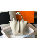 Hermes Picotin Lock Bag 18cm in Togo Calfskin White/Gold 2020
