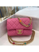 Chanel Lambskin Resin Stones Chain Mini Flap Bag AS2379 Pink 2021 TOP