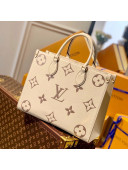 Louis Vuitton OnTheGo MM Tote Bag in Giant Monogram Leather M45495 White/Beige 2021