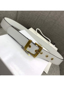 Givenchy Leather Belt with Vintage Square Buckle 30mm White 2019