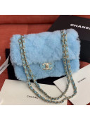 Chanel Shearling Lambskin Medium Flap Bag AS1063 Light Blue 2019