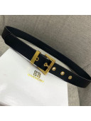 Givenchy Leather Belt with Vintage Square Buckle 30mm Black 2019