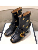 Gucci Embroidered Leather Fringe Mid-heel Ankle Short Boot 551545 Black 2019