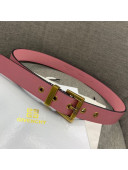 Givenchy Leather Belt with Vintage Square Buckle 30mm Pink 2019