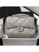 Chanel Quilted Lambskin Classic Medium Flap Bag with Top Handle AS1115 Gray 2019