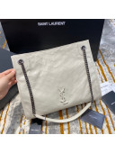 Saint Laurent Niki Medium Shopping Bag in Crinkled Vintage Leather 577999 White 2019