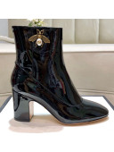 Gucci Patent Leather Bee Mid-Heel Short Boot Black 2019