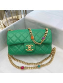 Chanel Lambskin Resin Stones Chain Small Flap Bag AS2380 Green 2021 TOP