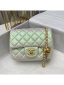 Chanel Iridescent Quilted Leather Square Mini Flap Bag with Metal Ball AS1786 Silver 2021