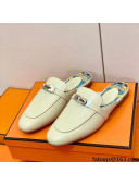 Hermes Oz Mule in Smooth Calfskin with Iconic Kelly Buckle Off-white 20 2022(Handmade)