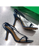 Bottega Veneta Stretch Lambskin Strap Sandals 9cm Navy Blue 2021 02