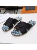 Dior Cross Strap Flat Slide Sandal in Cotton Embroidery Black 02 2021