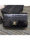 Chanel Crocodile Embossed Calfskin Classic Mini Flap Bag A01116 Black 2019