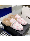 Chanel Tweed Wool Flat Mules Light Pink 2021