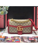Gucci GG Leather Marmont Matelassé Shoulder Bag ‎443497 Beige/Red 2019