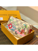 Louis Vuitton Mini Pochette Bag N60487 Damier Azur Canvas/Fuchsia Pink  For Christmas 2021