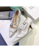 Dior Teddy-D Cross Straps Pump in Brushed and Perforated Leather White 2020