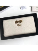 Gucci Leather Zip Around Wallet with Bow 524291 White 2018