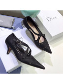Dior Teddy-D Cross Straps Pump in Brushed and Perforated Leather Black 2020