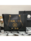 Chanel Calfskin Medium Shopping Bag with Metal Logo Black 2021