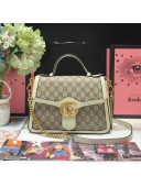 Gucci GG Leather Marmont Matelassé Small Top Handle Bag 498110 Beige/White 2019