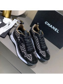 Chanel Suede Check Sneakers G37126 Black 2020
