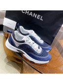 Chanel Tweed Sneakers G37122 Navy Blue/Pink 2021 111107