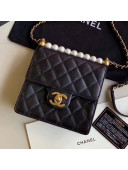 Chanel Quilted Iridescent Lambskin Pearls Flap Bag AS0584 Black 2019