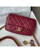 Chanel Medallion Strap Grained Calfskin Small Flap Bag AS2528 Red 2021 TOP